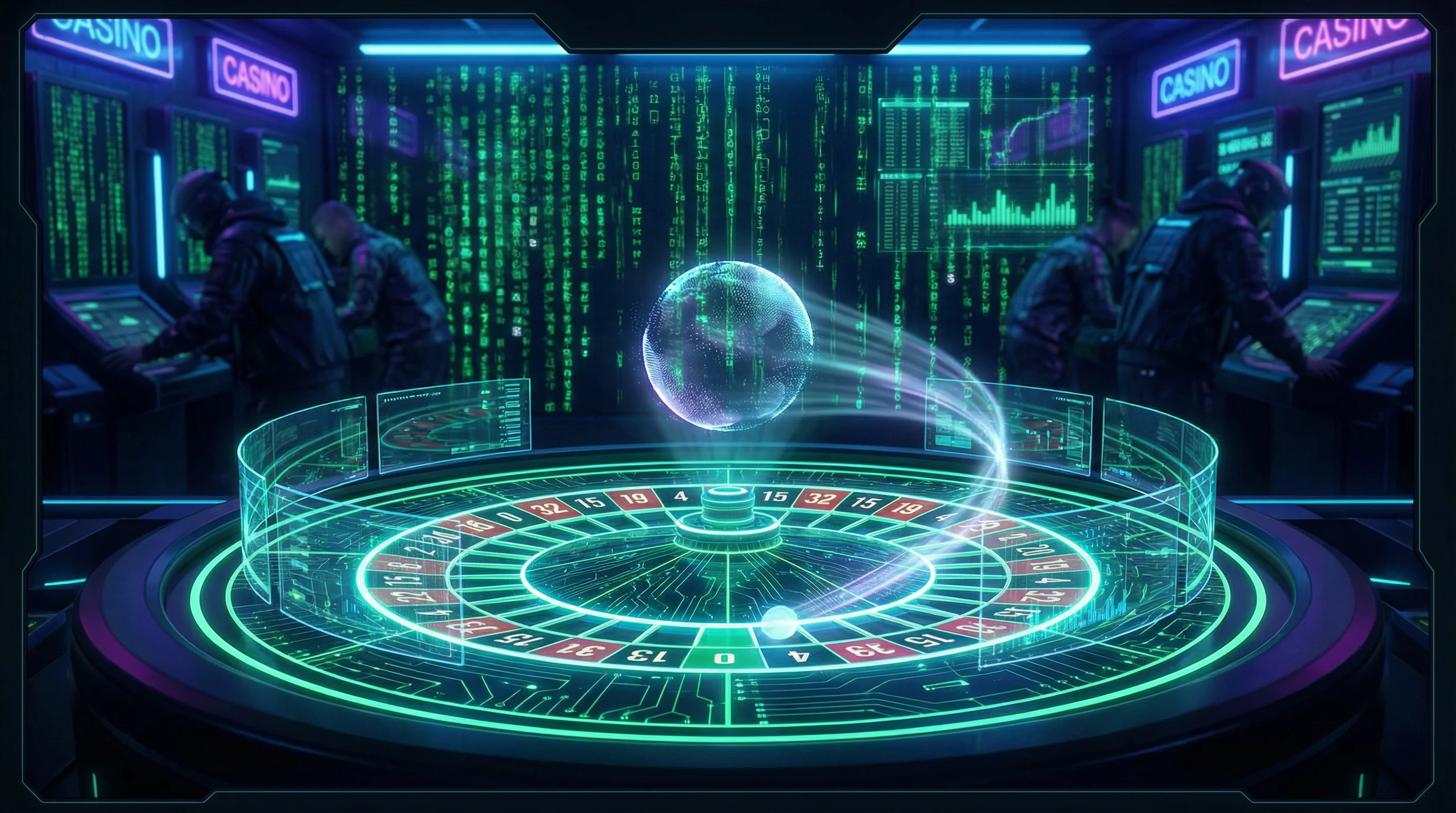 Roleta digital futurista com efeitos neon no donaldbet